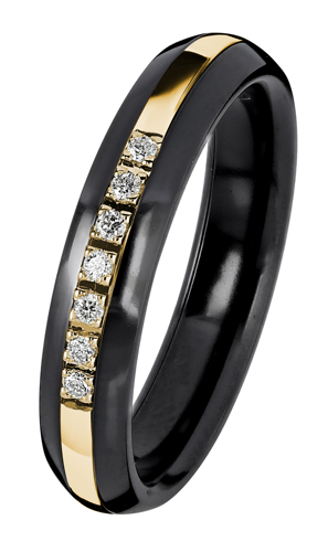 BLACK DUETTO /YELLOWGOLD DIAMOND RING - Kohinoor - Kultakeskus Oy